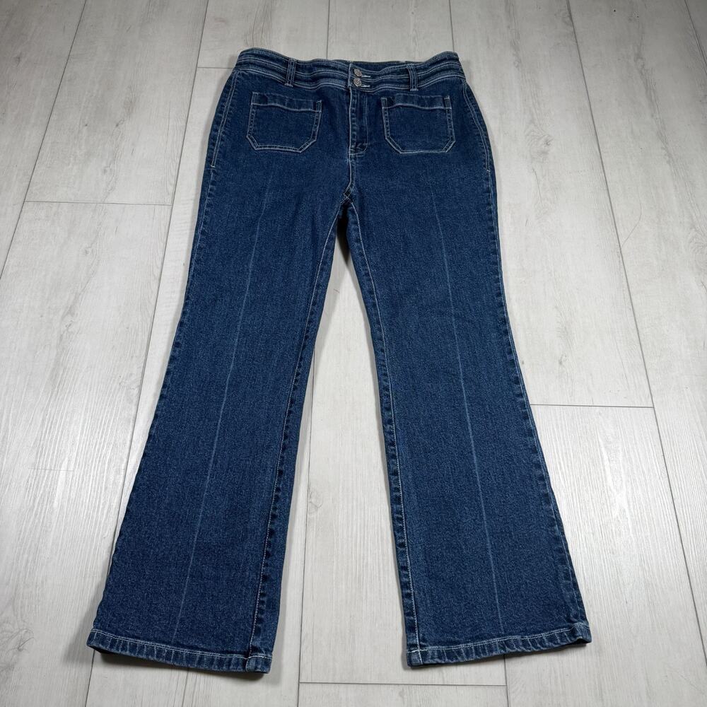 Cinq A Sept Dorothea Bootcut Jeans Indigo Women's 8 Dark Wash Cropped High Rise